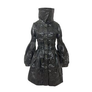 NWT Just Cavalli Sculptural Black Leather Coat